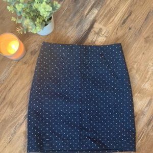 Loft Navy and White Polka Dot Pencil Skirt